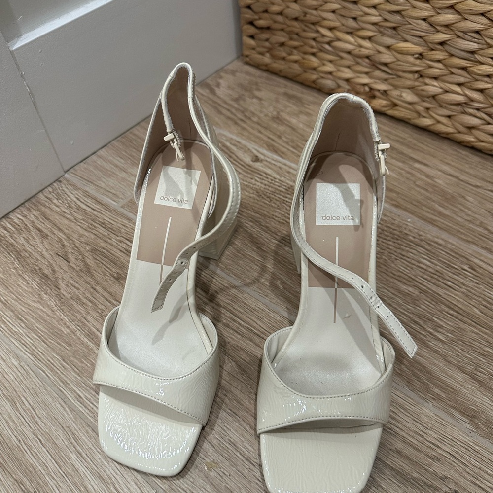 Dolce Vita Janey Cream Block Heel Sandals